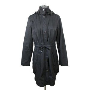 Laundry by Shelli Segal women's full zip tie waist hooded windbreaker‎ rain coat